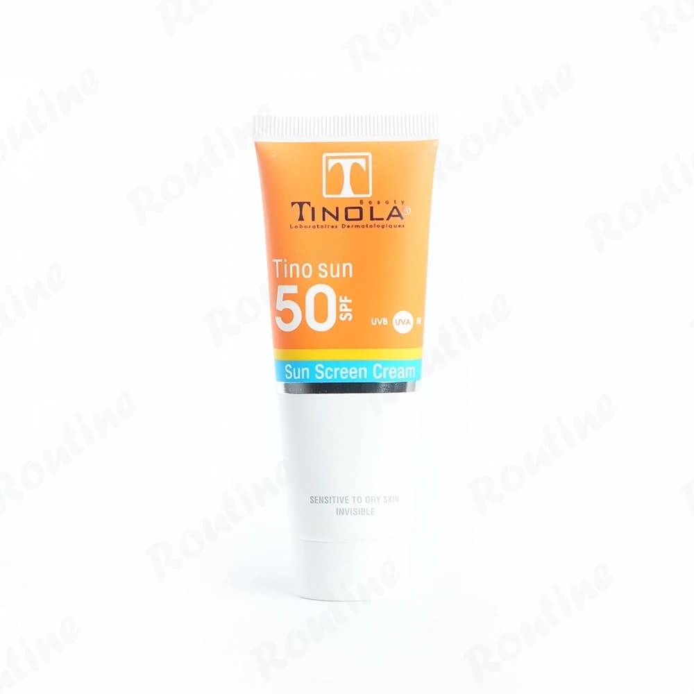 کرم ضد آفتاب بدون رنگ تینولا بیوتی SPF 50 مدل sensitive مناسب پوستهای خشک و حساس حجم 40 میلیلیتر