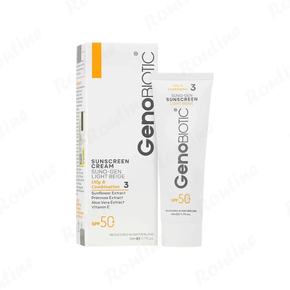 کرم ضد آفتاب SPF50 پوست چرب و مختلط (بژ روشن) ژنوبایوتیک