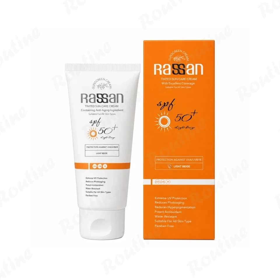 کرم ضد آفتاب رنگی SPF50 انواع پوست راسن